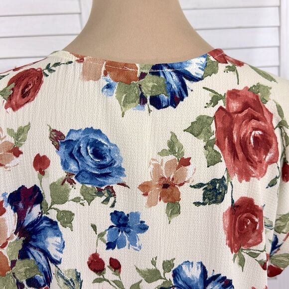 Tovia Floral V-Neck Women's Top Size XL Y2K Short Sleeves - Picture 7 of 10